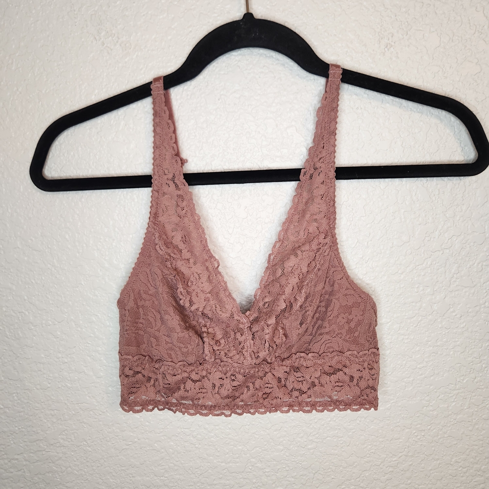 Felina Wireless Lace Bralette, Mauve Pink Size S